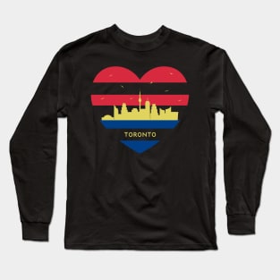 Canada Skyline cityscape Heart Shape Birds Flying Toronto Long Sleeve T-Shirt